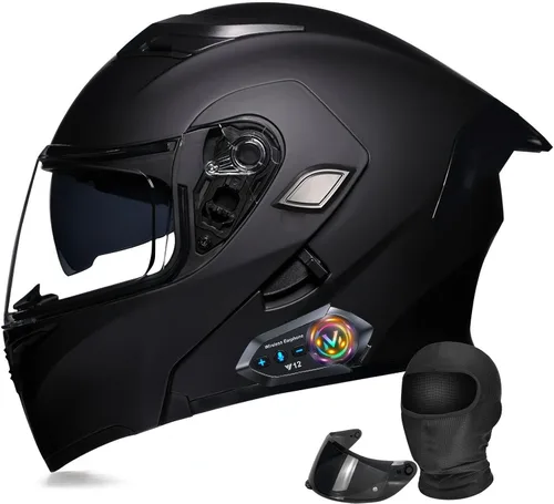 Vista 14 de Casco Modular Moto con Bluetooth Integrado, Doble Visera, Ventilación Múltiple, Forro Extraíble, ABS de Alta Densidad, DOT Homologado para Hombres