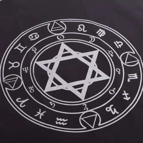 Vista 4 de BLESSUME Mantel de tarot de altar cuadrado negro tapiz hexagonal Wicca (negro)
