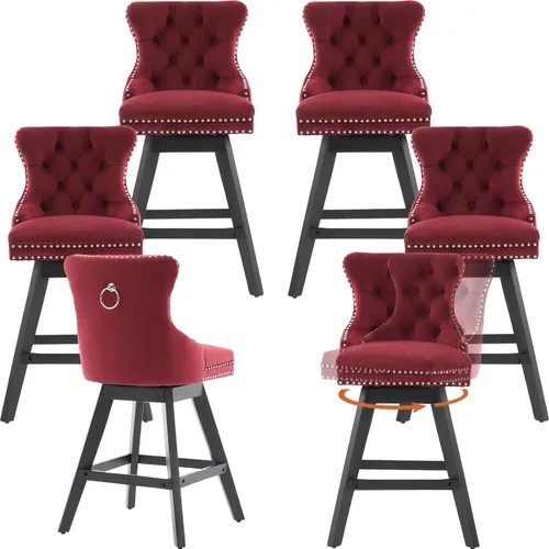 Vista 17 de Juego de 2 taburetes de bar giratorios modernos, taburetes de bar de 26.6 pulgadas de altura de mostrador beige con respaldo para isla de cocina