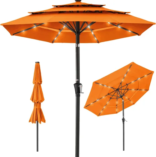 Vista 42 de Best Choice Products - Sombrilla solar de 10 pies de 3 niveles para patio, sombrilla de sol para exteriores, mercado, patio trasero, terraza, junto