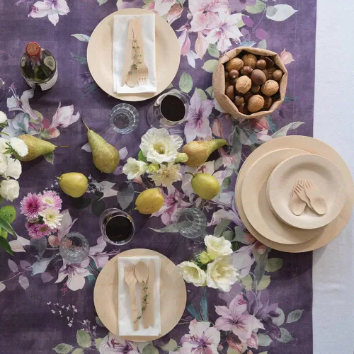 Vista 8 de Bambu, Platos redondos desechables de bambú de 7 pulgadas, orgánicos, biodegradables, respetuosos con el medio ambiente, platos de boda y fiesta