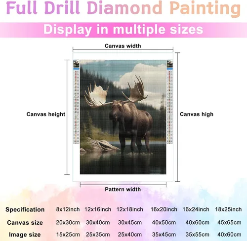 Vista 2 de Kit de pintura de diamantes 5D para bricolaje, animales coloridos, taladro completo, kits de pintura de diamantes, arte de diamantes de animales