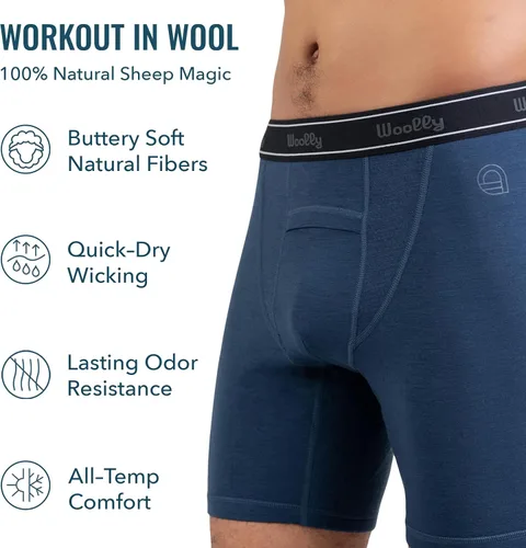 Vista 3 de Premium Wicking Merino Wool Workout Boxer Brief