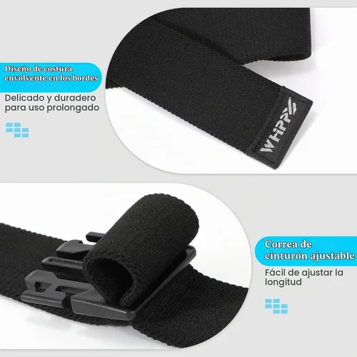 Vista 5 de WHIPPY Cinturón elástico unisex para hombre con hebilla no metálica, cinturón ajustable 1-negro