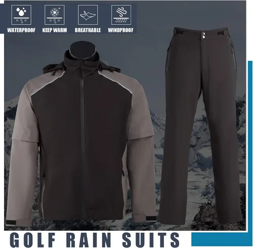 Vista 6 de K.E.J. Chaqueta impermeable de golf para hombre, impermeable, ligera, traje de golf para senderismo, ciclismo, correr, camping, viajes