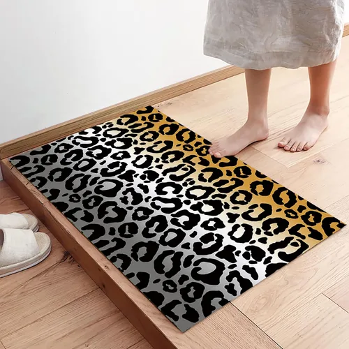 Vista 4 de Tapete para puerta para decoración de dormitorio, tapete con estampado de leopardo, alfombras de vacaciones para sala de estar, alfombras de baño