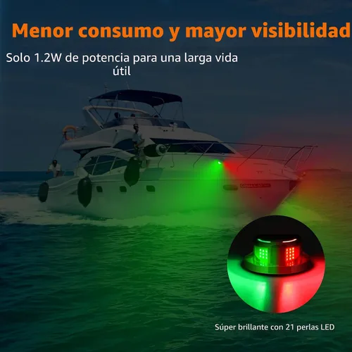 Vista 6 de RVZONE Luces de Navegación para Barcos, Iluminación de Navegación para Barcos LED IP67 Impermeables Rojas y Verdes Luces LED Marinas de Proa, Negro