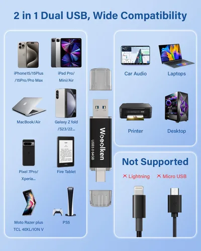 Vista 6 de Unidad Flash USB C de 64GB, Wooolken USB 3.0 Unidad Dual Tipo-C Unidad Flash OTG Unidad Thumb Compatible con iPhone 16/15, Smartphone