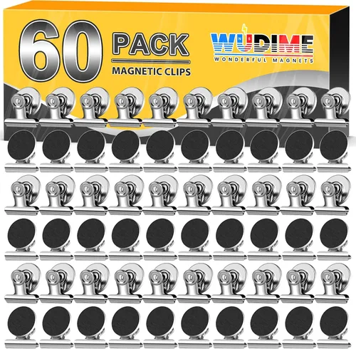 Vista 20 de 20 unidades de clips magnéticos, imanes para nevera, imanes para refrigerador, clips magnéticos negros para pizarra, imanes de clip