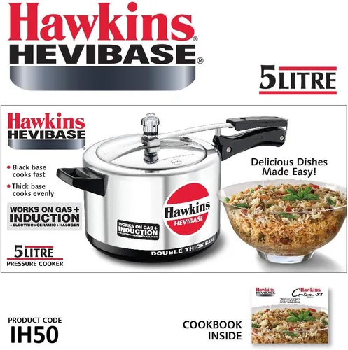 Vista 3 de HAWKINS H56 Hevibase - Olla de presión de aluminio compatible con inducción, 5 litros, PLATA