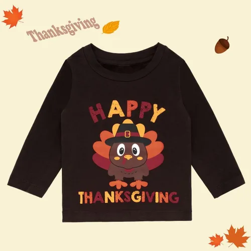 Vista 4 de Conjunto de pantalones de manga larga con estampado de pavo para bebés y niñas de Acción de Gracias