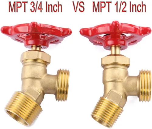 Vista 6 de Manguera de válvula de parada de codo de 65 grados para patio trasero de latón macizo Bibb Soldadura NPT rosca macho de 1/2 pulgada a MHT 3/4