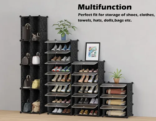 Vista 6 de HOMIDEC - Zapatero de 10 niveles para almacenamiento de 20 pares de zapatos, estantes de plástico para zapatos, organizador para armario, pasillo