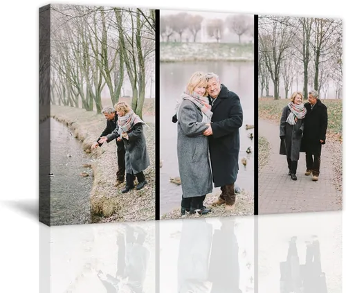 Vista 17 de Impresiones en lienzo personalizadas con tus fotos y nombres, marco de fotos personalizado en las montañas junto al mar, imagen de vacaciones