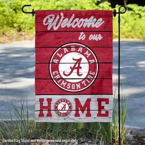 Vista 2 de College Flags & Banners Co. Alabama Crimson Tide Welcome To Our Home - Bandera de doble cara para jardín