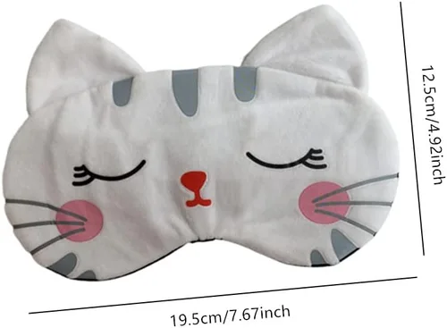 Vista 2 de Linda máscara de ojo de gato de viaje, suave caricatura, divertida, con los ojos vendados, cubierta para los ojos para dormir, avión, oficina siesta