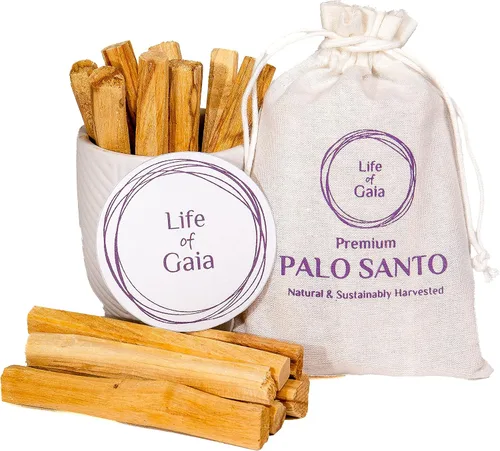 Vista 3 de Life of Gaia Auténticos palitos de palo santo, cosechados en el medio silvestre, palitos de madera sagrada seleccionados a mano, juego de 15