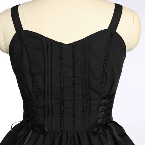 Vista 3 de Vestido de Lolita gótico para mujer, clásico de verano, sin mangas, vestido gótico de Lolita, talla grande, disfraz de sirvienta de anime