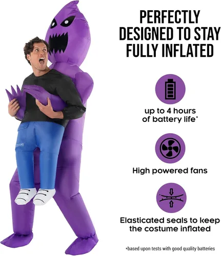 Vista 3 de Morph Disfraz inflable de fantasma, disfraz inflable morado, disfraz inflable de la parca, disfraz inflable para adultos