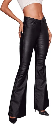 Vista 3 de SweatyRocks Pantalones de mezclilla casuales de cintura alta para mujer, jeans largos y elásticos