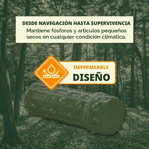 Vista 2 de SE Caja de almacenamiento impermeable verde 3 en 1 con espejo de señalización y pedernal Firestarter - CCH6-1GN