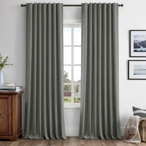 Vista 91 de MIULEE Cortinas de lino 100% opacas para dormitorio, marfil sólido, decoración de lujo, aislamiento térmico, cortinas oscurecedoras para sala