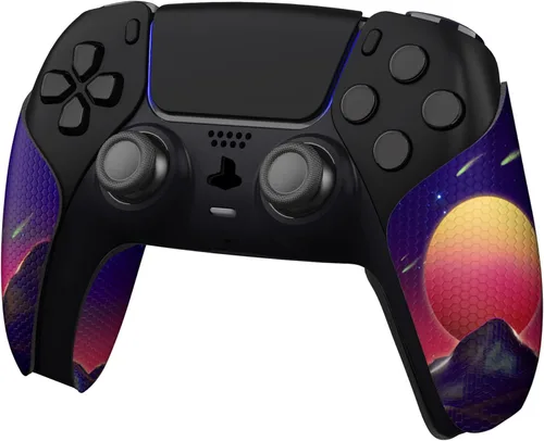 Vista 4 de eXtremeRate PlayVital Anti-Skid Sweat-Absorbent Controller Grip for PS5, Professional Textured Soft Rubber Pads Handle Grips - The Cyber Moon