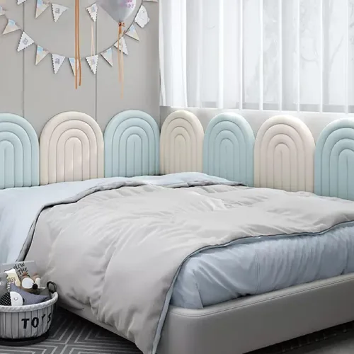 Vista 4 de Acolchado de pared 3D anticolisión para niños, tapete de pared autoadhesivo para paredes de TV, dormitorio de niños, fácil de instalar, calcomanías