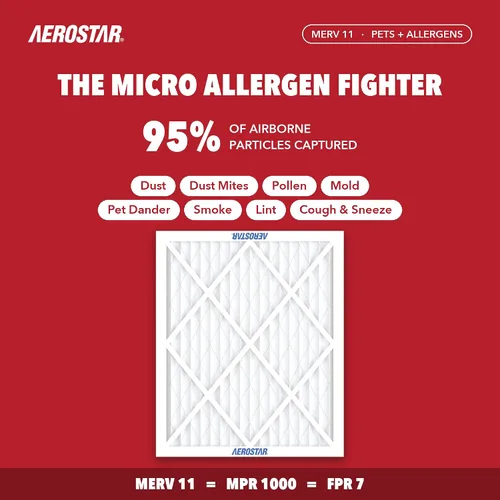 Vista 3 de Aerostar Multi - Filtro de aire de 1 pulgada para aire acondicionado y horno, Blanco Filtro de CA y HVAC, tamaño real (19 7/8 x 22 1/4 x 3/4), MPR