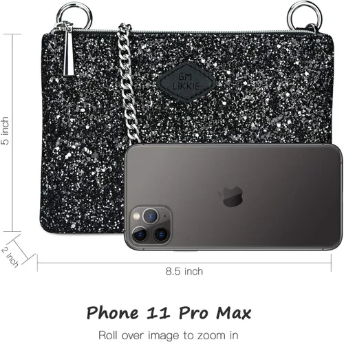 Vista 4 de GM LIKKIE - Bolso de mano cruzado para mujer bolso de noche con purpurina y lentejuelas para fiesta