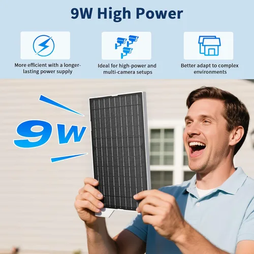 Vista 2 de Paquete de 2 paneles solares de 9 W, impermeable IP65, cargador de alta eficiencia con cable USB-C de 10 pies y adaptador micro USB, funciona