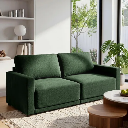 Vista 12 de Sofá modular de 79 pulgadas para sala de estar pequeña, sofá moderno en forma de L con otomana, juego de sofá de felpilla de 3 piezas para muebles