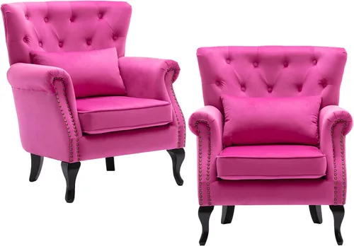 Vista 27 de chairus Silla de Acento Moderna de Mediados de Siglo con Otomana, Cómoda Silla Individual de Sofá de Lino con Botones Capitoné Sillón Orejero