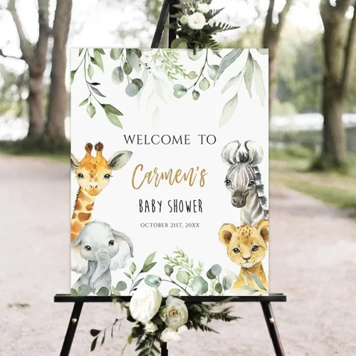 Vista 24 de Letreros de bienvenida personalizados para bebés, decoración de letrero de vegetación editable, plástico