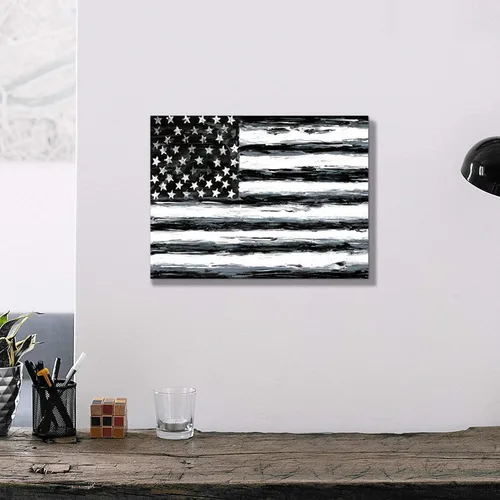 Vista 4 de SD SOFT DANCE Lienzo decorativo para pared, diseño de bandera americana, imagen patriótica de Estados Unidos, estrellas blancas y negras, pintura