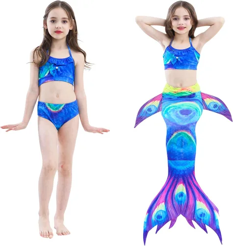Vista 4 de Funparty Juego de 6 piezas de traje de baño de niñas con cola de sirena para natación