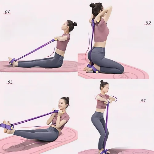 Vista 4 de 21 Bandas de Resistencia para Fitness - 4 Tubo Pedal Tirador de Tobillo - 2023 Nuevo Juego de Bandas Elásticas para Sentadillas y Estiramiento