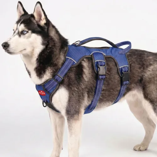 Vista 21 de Tuff Pupper Arnés para perro sin escape a prueba de escape, arnés ajustable de 5 puntos para perros, arneses acolchados para perros, arneses