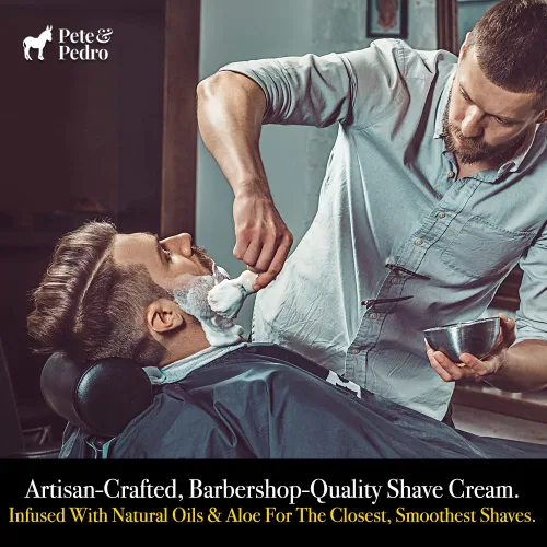 Vista 2 de Pete & Pedro Crema de afeitado: aroma natural y artesanal, aroma a menta de eucalipto Espuma rica y gruesa, ideal para pieles sensibles, menos