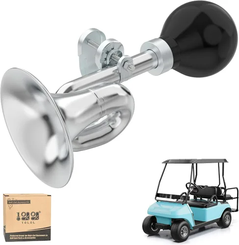 Vista 8 de 10L0L Carro de golf Bugle Horn, cuerno de aire de caracol cromado retro para Yamaha, EZGO, Club Car Bocina de seguridad fuerte y clásica Ajuste