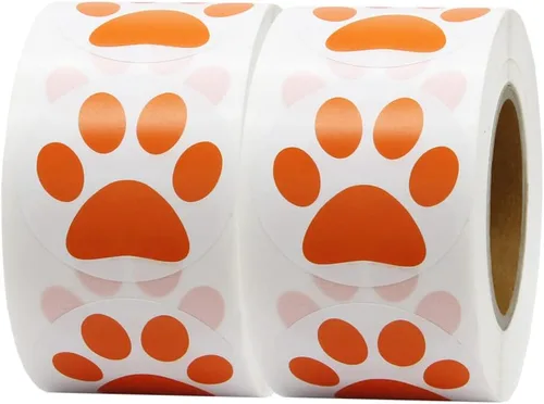 Vista 14 de Hcode Calcomanías redondas de 1.5 pulgadas con estampado de pata de oso negro, 500 unidades por rollo