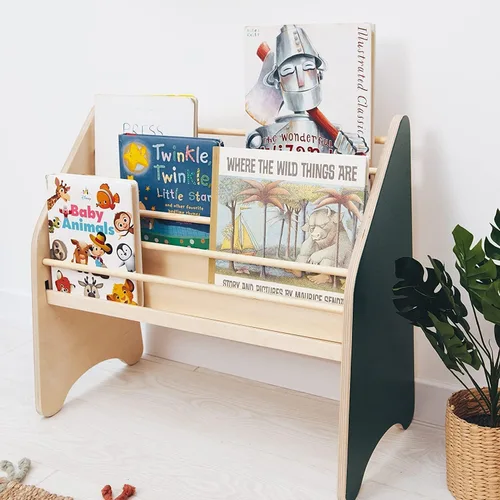 Vista 7 de Montessori - Estantería para niños pequeños, estantería de madera para almacenamiento en la habitación de los niños, sala de juegos, muebles