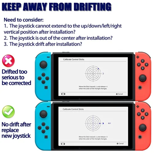 Vista 6 de Joycon Joystick Replacement 4 Pack for Fix Drift Nintendo Switch Joy-Con Controller & Switch Lite Joystick Parts Replacement LeftRight Analog Thumb