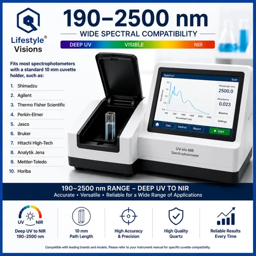 Vista 5 de Cubetas para espectrofotómetro, paquete de 4, absorción celular de espectrómetro de 0.1 fl oz para estudios de absorción UV-VIS, rango de longitud