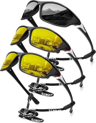 Vista 26 de KALIYADI 4 Pack Polarized Sunglasses-Men Sports Sun-glasses: Mens Sunglasses UV Protection for Fishing Driving Cycling