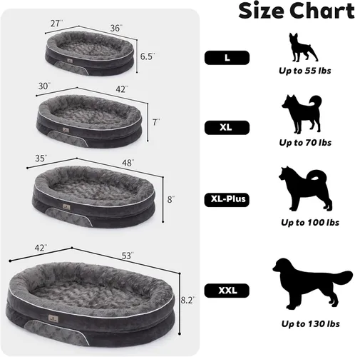 Vista 4 de Cama Sofá Ortopédica para Perros de Tamaño Grande con Soporte de Espuma de Huevo, Cojines Reforzados de Cuatro Lados, Tela Suave Resistente al