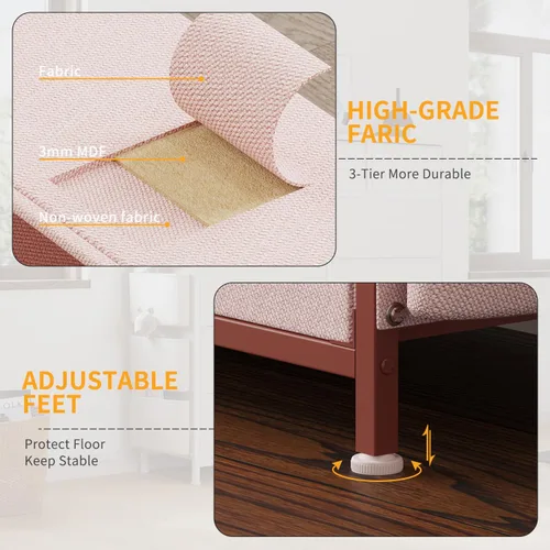 Vista 41 de Cómoda de almacenamiento de tela con 11 cajones para organización del dormitorio, cómoda con estantes profundos, bolsillos laterales y ganchos, Negro