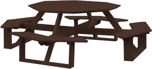 Vista 4 de Amish-Made - Mesa de picnic octágono de poliéster azul Aruba de 54 pulgadas Azul (Aruba Blue)