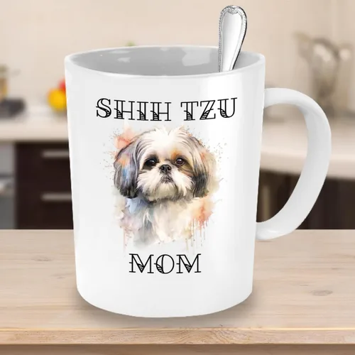 Vista 4 de generic Shih Tzu - Taza para mamá de perro, regalo para mamá de perro, taza para mascotas, retrato de Shih Tzu en acuarela, regalos para madres