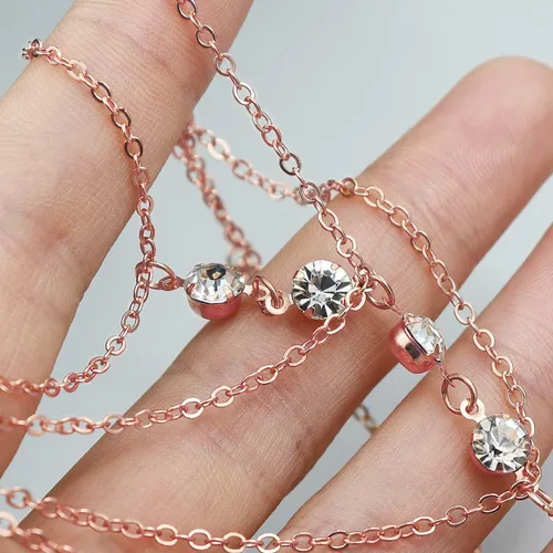 Vista 3 de Suyi - Pulsera con anillo, cadena y diamantes de imitación para mujeres y chicas